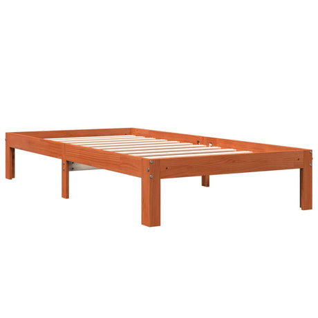 Bedframe zonder matras massief grenenhout wasbruin 100x200 cm