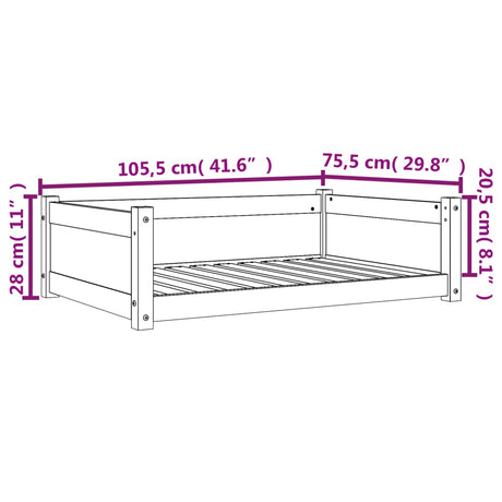 Hondenmand 105,5x75,5x28 cm massief grenenhout wasbruin