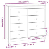 Dressoir 100x40x90 cm massief grenenhout wasbruin