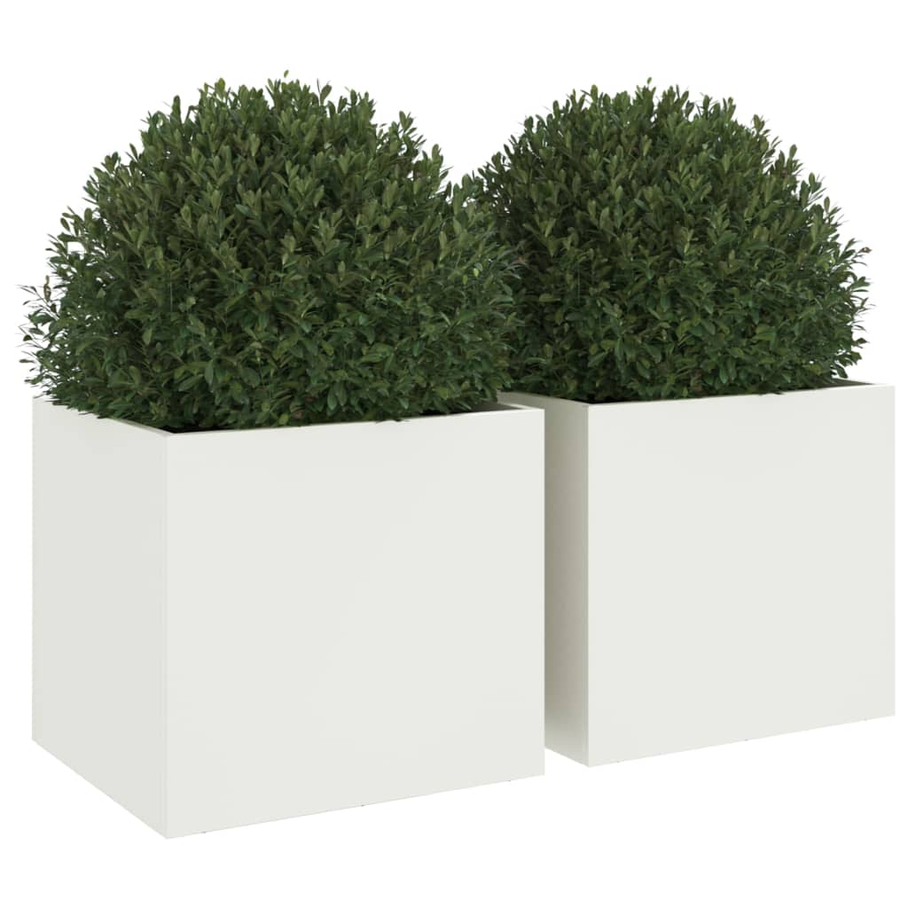 Plantenbakken 2 st 32x30x29 cm staal wit - AllerleiShop