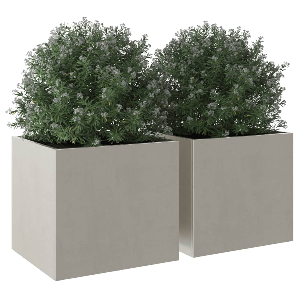 Plantenbakken 2 st 32x30x29 cm roestvrij staal zilverkleurig