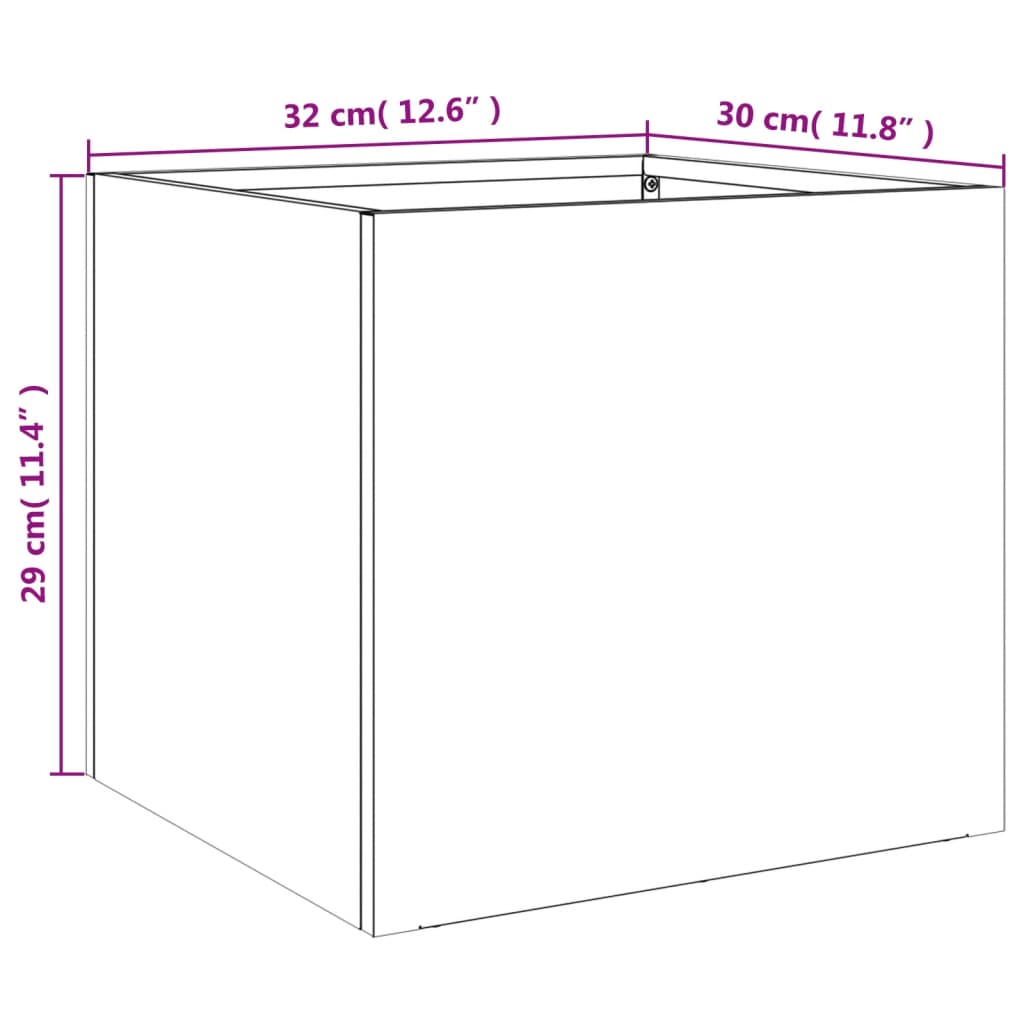 Plantenbak 32x30x29 cm gegalvaniseerd staal zilverkleurig