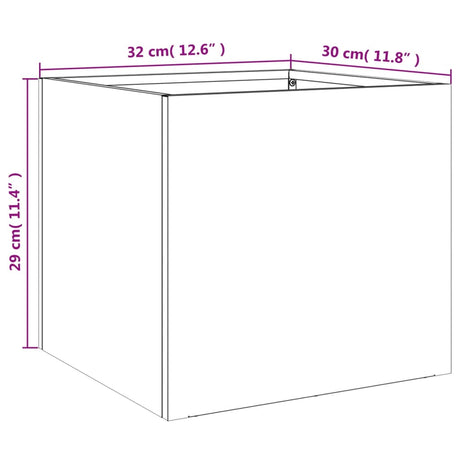 Plantenbak 32x30x29 cm gegalvaniseerd staal zilverkleurig