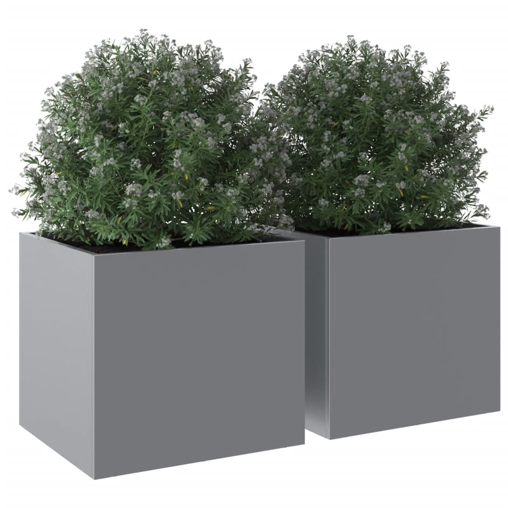 Plantenbakken 2 st 32x30x29 cm gegalvaniseerd staal zilverkleur - AllerleiShop