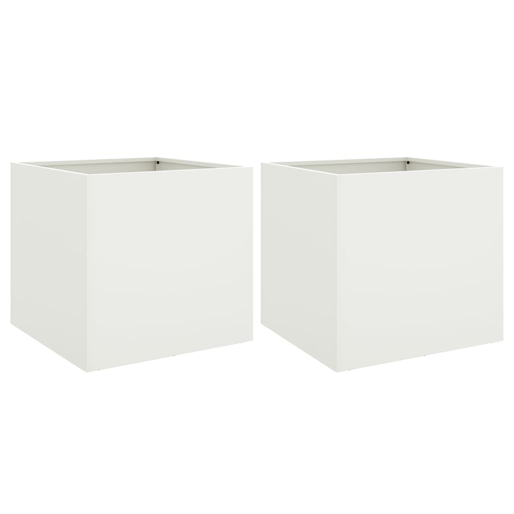 Plantenbakken 2 st 42x40x39 cm staal wit - AllerleiShop