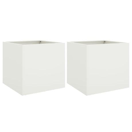 Plantenbakken 2 st 42x40x39 cm staal wit - AllerleiShop