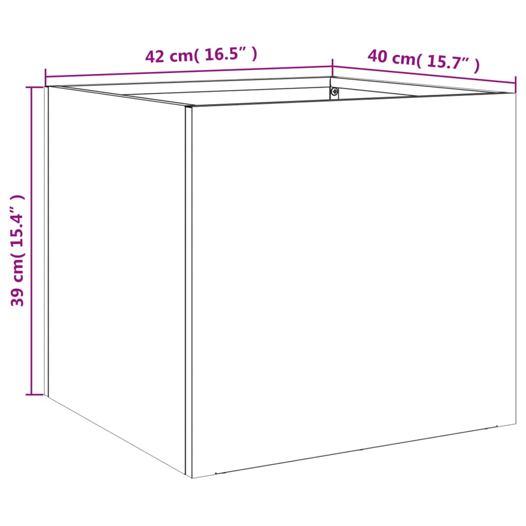 Plantenbak 42x40x39 cm staal antracietkleurig