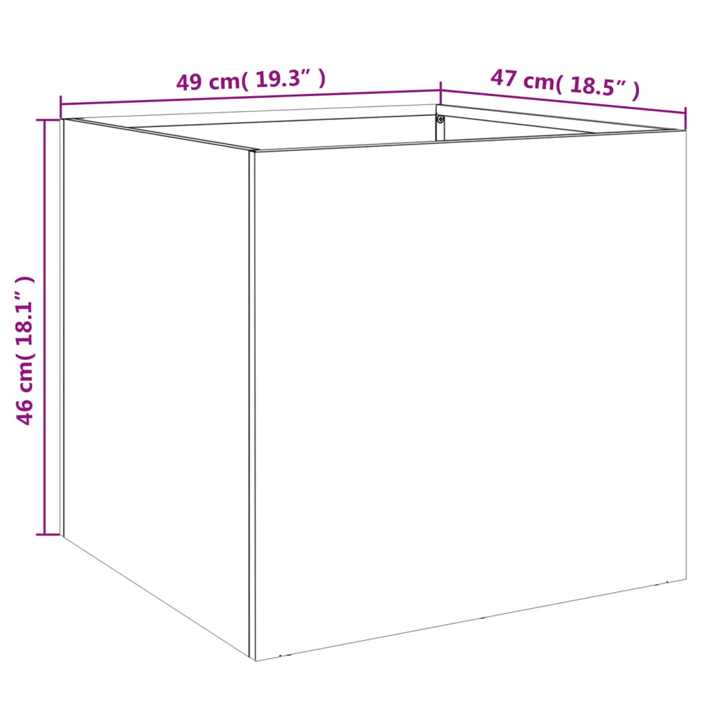 Plantenbak 49x47x46 cm staal zwart - AllerleiShop