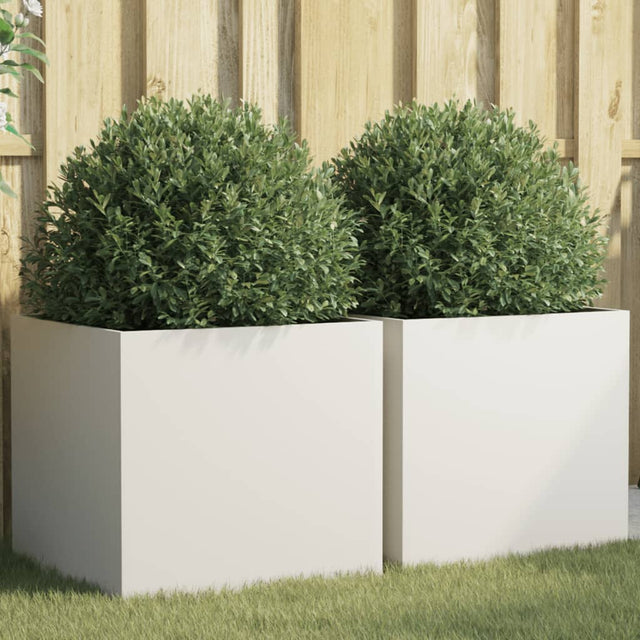 Plantenbakken 2 st 49x47x46 cm staal wit - AllerleiShop