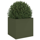 Plantenbak 49x47x46 cm staal olijfgroen