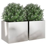 Plantenbakken 2 st 49x47x46 cm roestvrij staal zilverkleurig