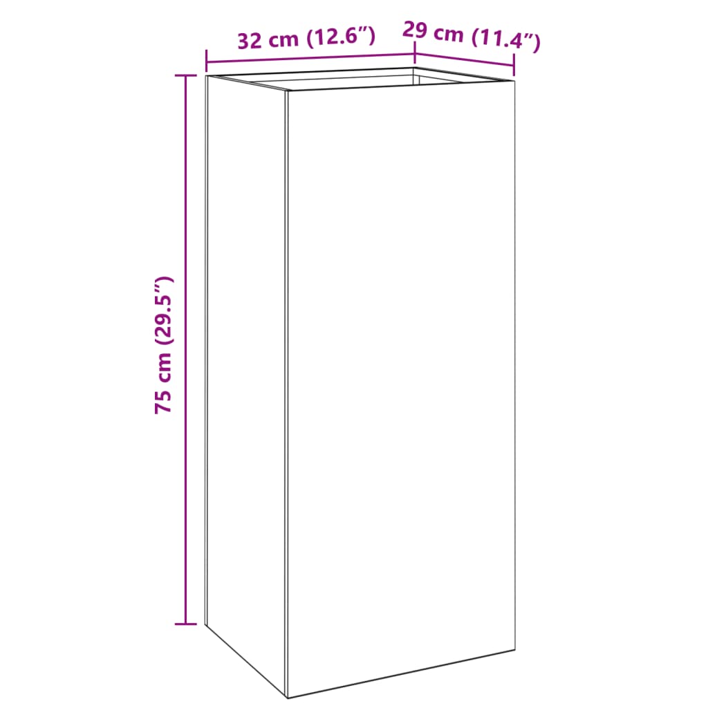 Plantenbak 32x29x75 cm staal wit - AllerleiShop