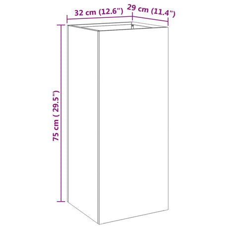 Plantenbak 32x29x75 cm roestvrij staal zilverkleurig