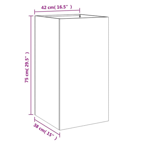 Plantenbak 42x38x75 cm gegalvaniseerd staal zilverkleurig