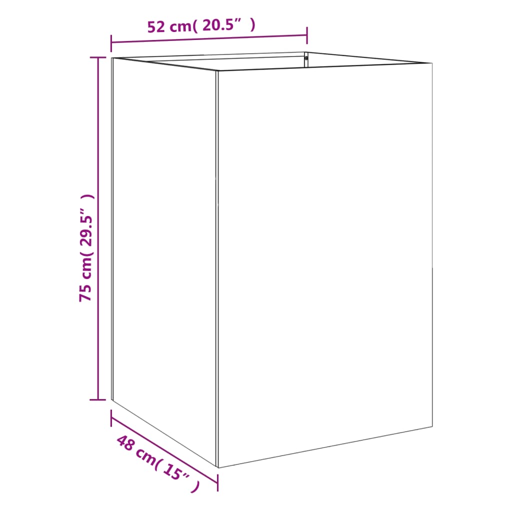 Plantenbak 52x48x75 cm staal antracietkleurig