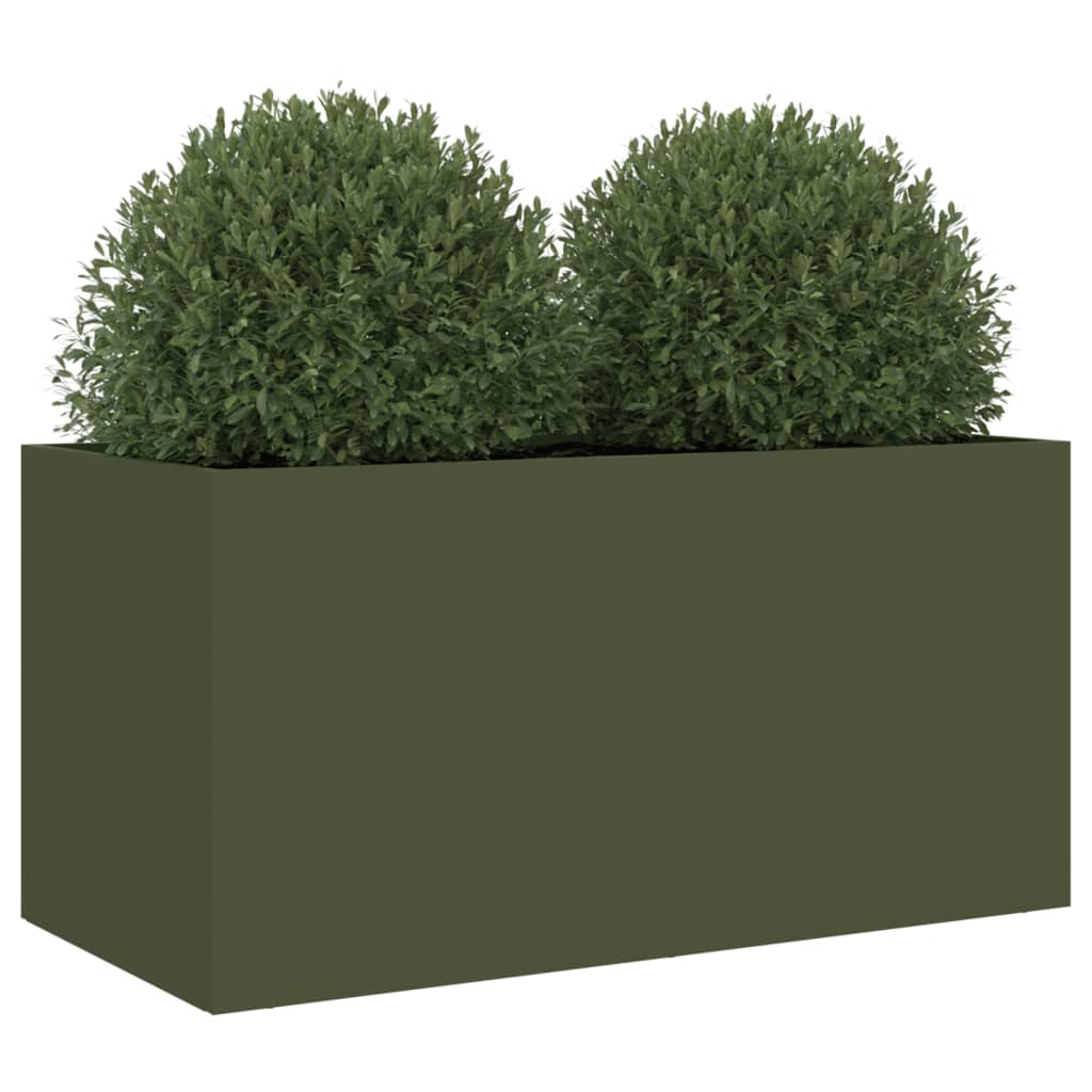 Plantenbak 62x30x29 cm staal olijfgroen