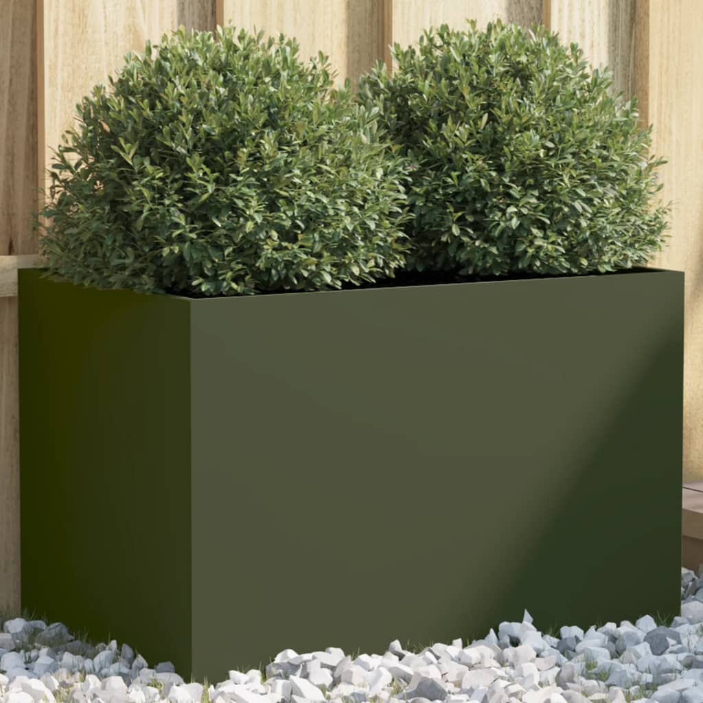 Plantenbak 62x40x39 cm staal olijfgroen - AllerleiShop