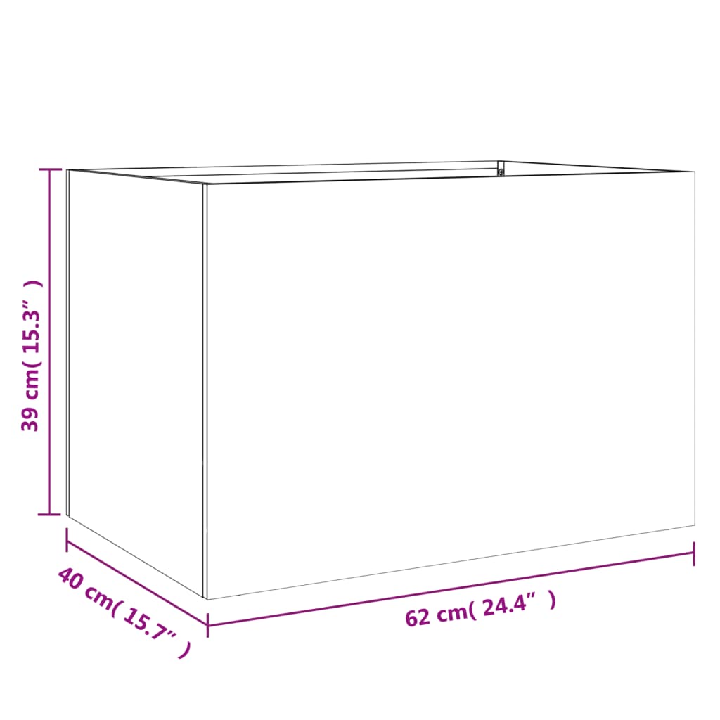 Plantenbak 62x40x39 cm gegalvaniseerd staal zilverkleurig