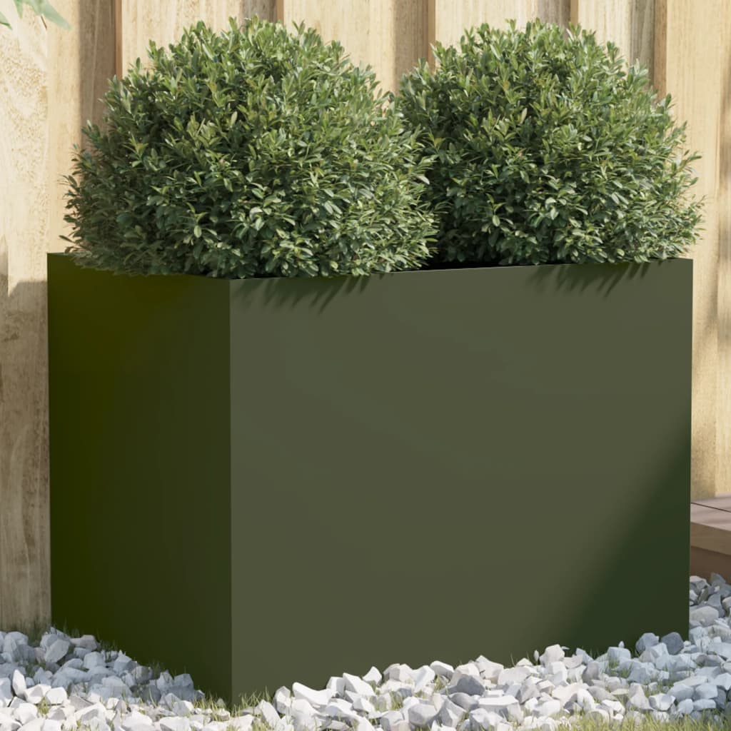 Plantenbak 62x47x46 cm staal olijfgroen - AllerleiShop