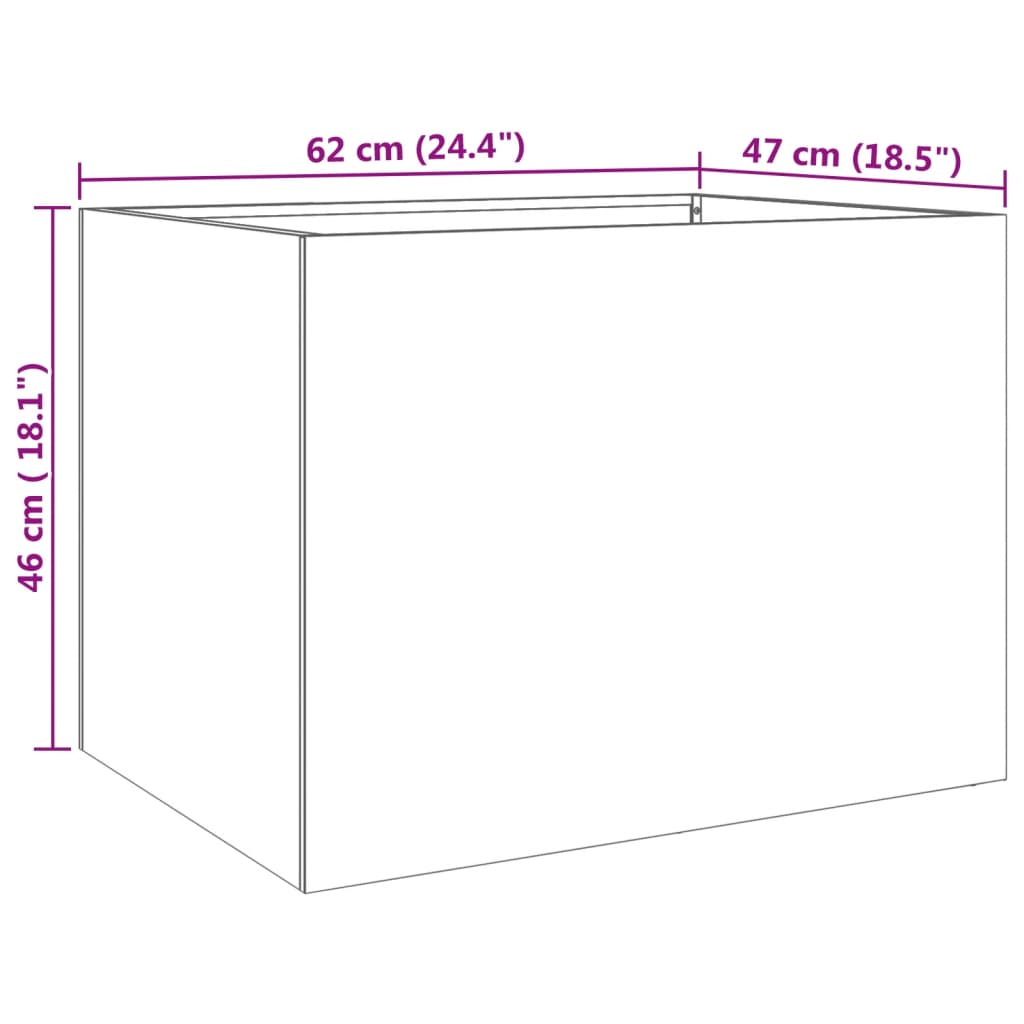 Plantenbak 62x47x46 cm roestvrij staal zilverkleurig