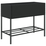 Plantenbakken met schap 2 st 90x40x75 poly rattan zwart - AllerleiShop