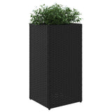 Plantenbakken 2 st 30x30x60 cm poly rattan zwart