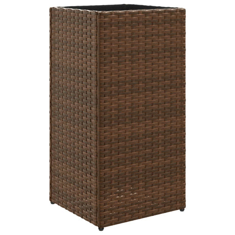 Plantenbakken 2 st 30x30x60 cm poly rattan bruin - AllerleiShop