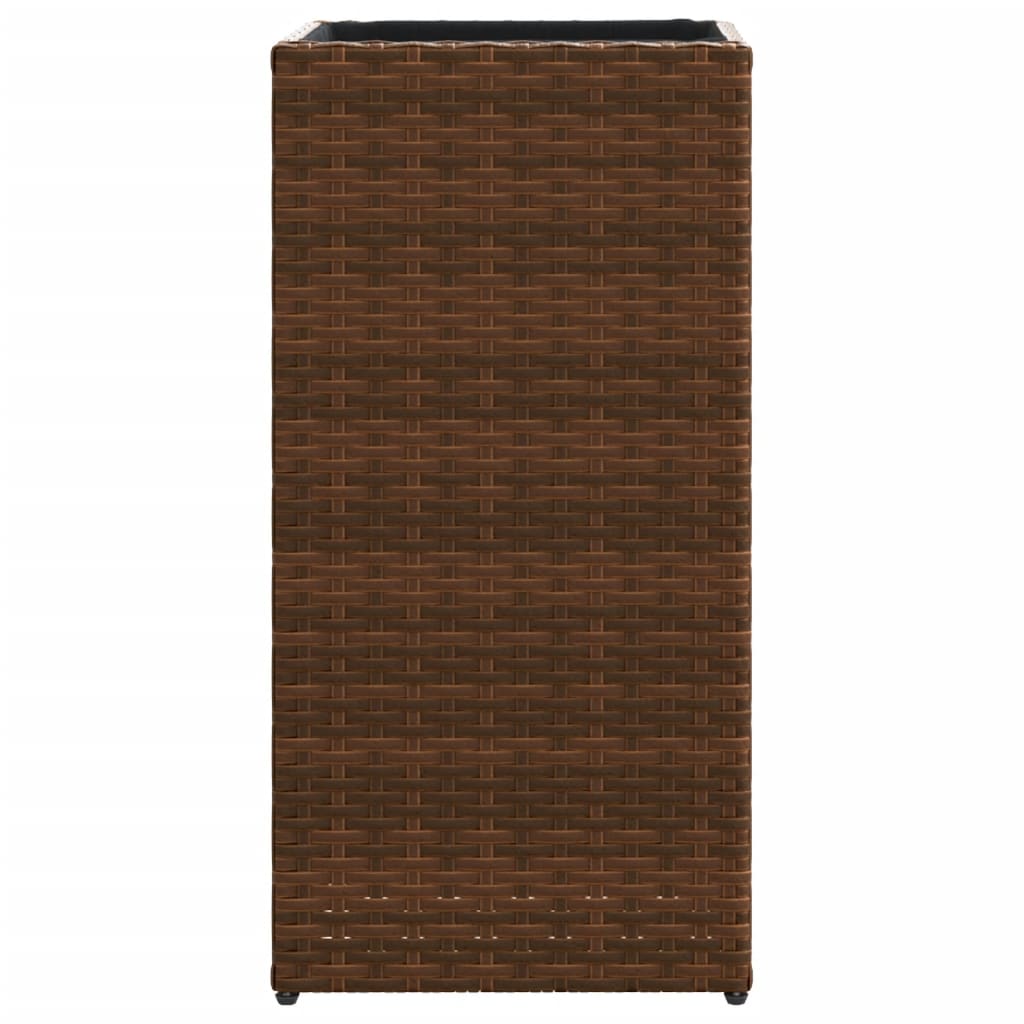 Plantenbakken 2 st 30x30x60 cm poly rattan bruin - AllerleiShop