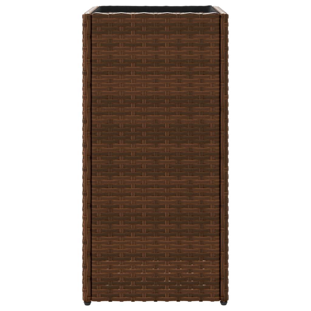 Plantenbakken 2 st 30x30x60 cm poly rattan bruin - AllerleiShop