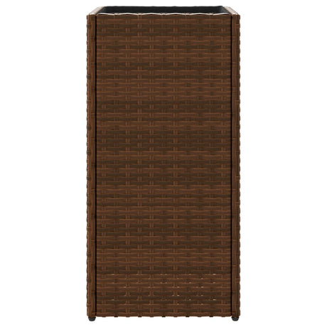 Plantenbakken 2 st 30x30x60 cm poly rattan bruin - AllerleiShop