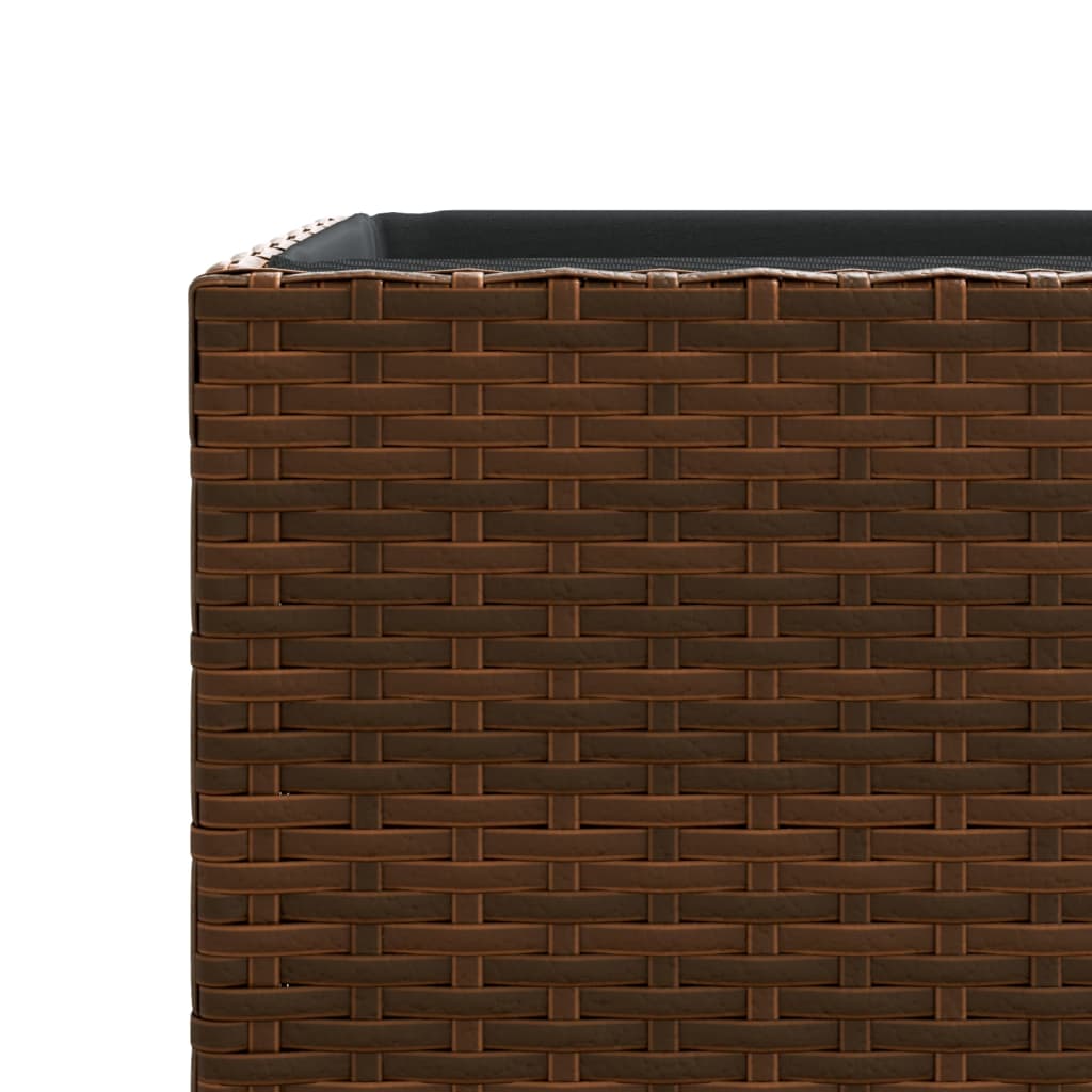 Plantenbakken 2 st 30x30x60 cm poly rattan bruin - AllerleiShop