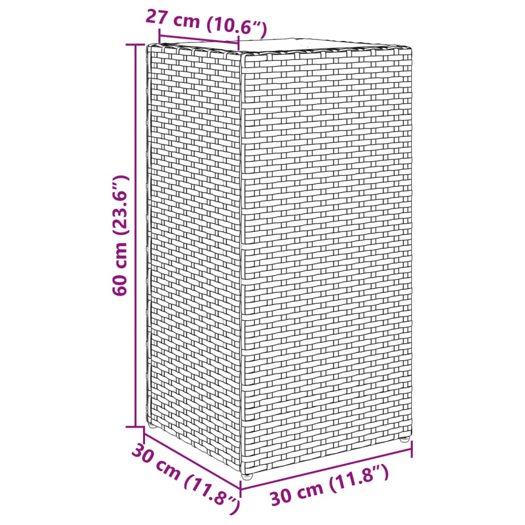 Plantenbakken 2 st 30x30x60 cm poly rattan bruin - AllerleiShop