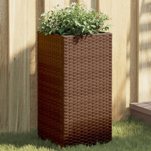 Plantenbakken 2 st 30x30x60 cm poly rattan bruin - AllerleiShop