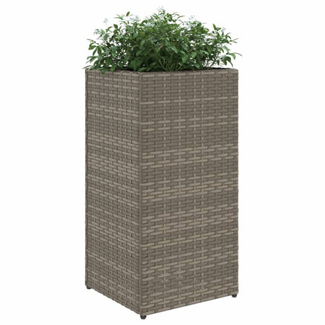 Plantenbakken 2 st 30x30x60 cm poly rattan grijs - AllerleiShop