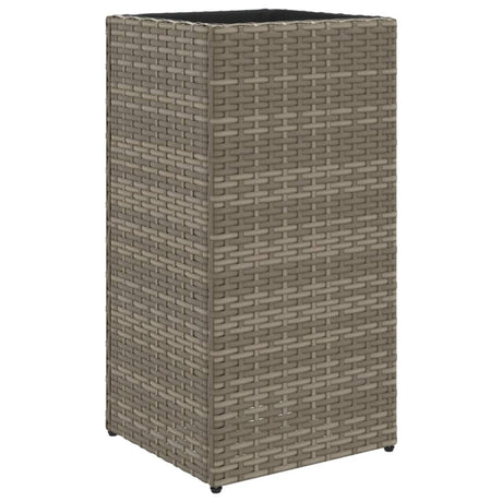 Plantenbakken 2 st 30x30x60 cm poly rattan grijs - AllerleiShop