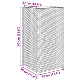 Plantenbakken 2 st 30x30x60 cm poly rattan grijs - AllerleiShop