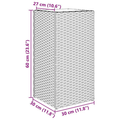 Plantenbakken 2 st 30x30x60 cm poly rattan grijs - AllerleiShop