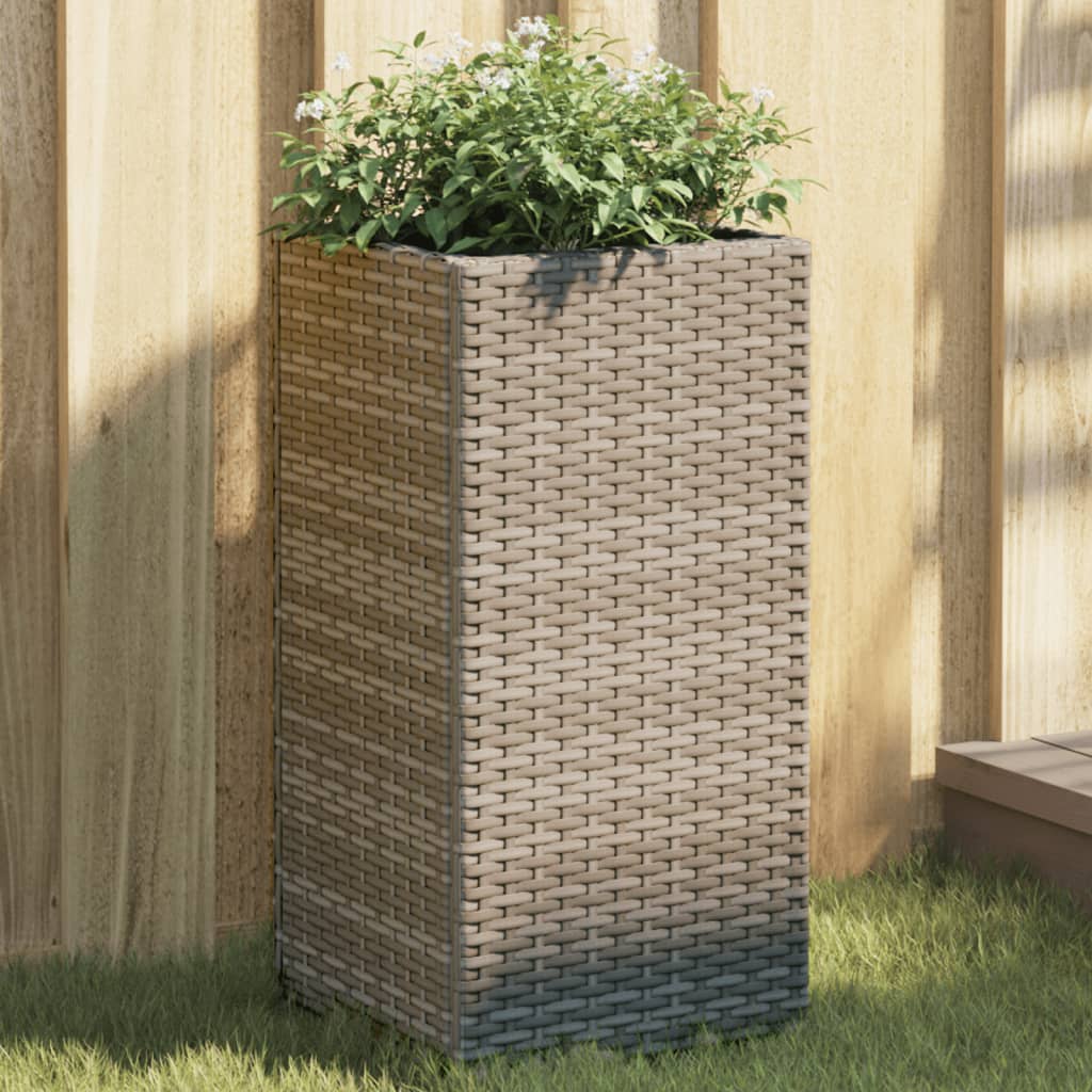 Plantenbakken 2 st 30x30x60 cm poly rattan grijs - AllerleiShop