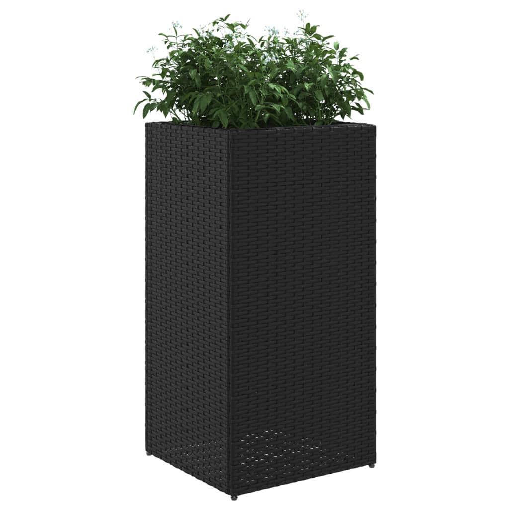 Plantenbakken 2 st 40x40x80 cm poly rattan zwart - AllerleiShop