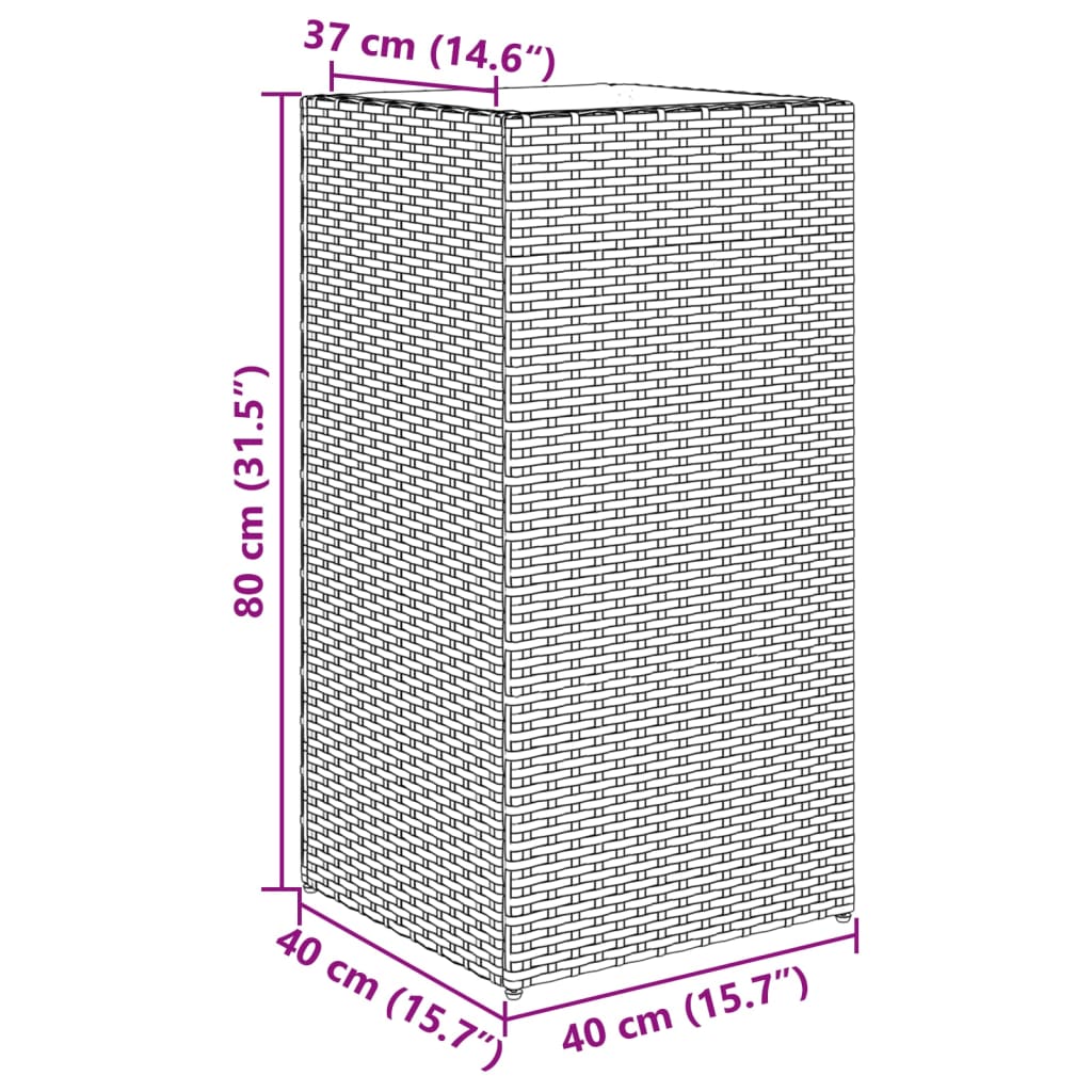 Plantenbakken 2 st 40x40x80 cm poly rattan zwart - AllerleiShop