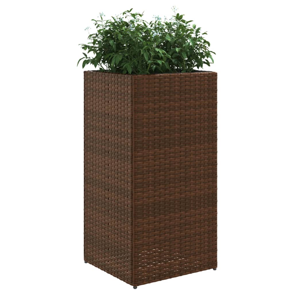 Plantenbakken 2 st 40x40x80 cm poly rattan bruin - AllerleiShop