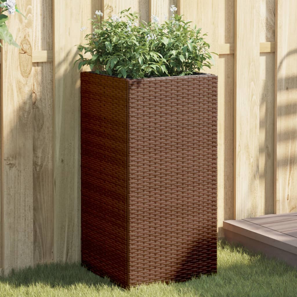 Plantenbakken 2 st 40x40x80 cm poly rattan bruin - AllerleiShop