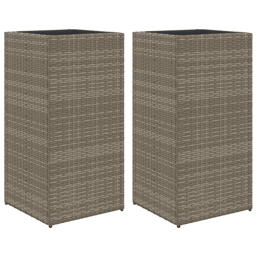 Plantenbakken 2 st 40x40x80 cm poly rattan grijs - AllerleiShop