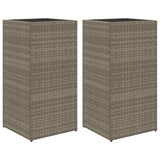 Plantenbakken 2 st 40x40x80 cm poly rattan grijs - AllerleiShop