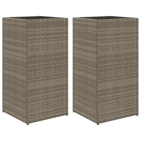 Plantenbakken 2 st 40x40x80 cm poly rattan grijs - AllerleiShop