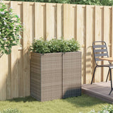 Plantenbakken 2 st 40x40x80 cm poly rattan grijs - AllerleiShop