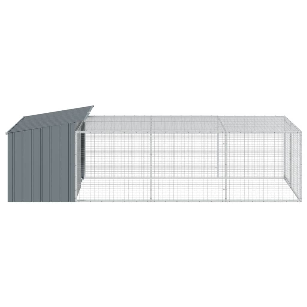 Hondenhok met ren 153x396x110 cm gegalvaniseerd staal antraciet - AllerleiShop