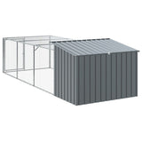 Hondenhok met ren 153x396x110 cm gegalvaniseerd staal antraciet - AllerleiShop