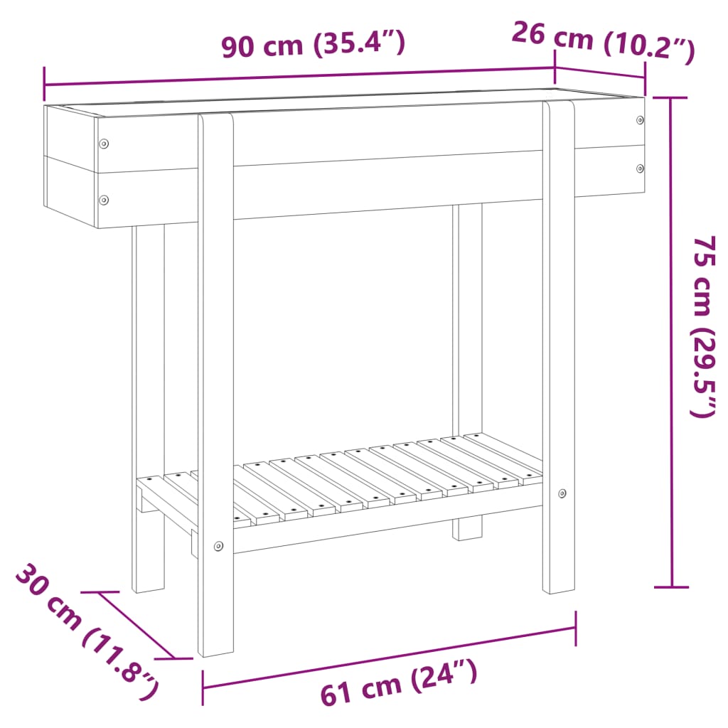 Plantenbak verhoogd 90x30x75 cm massief acaciahout - AllerleiShop