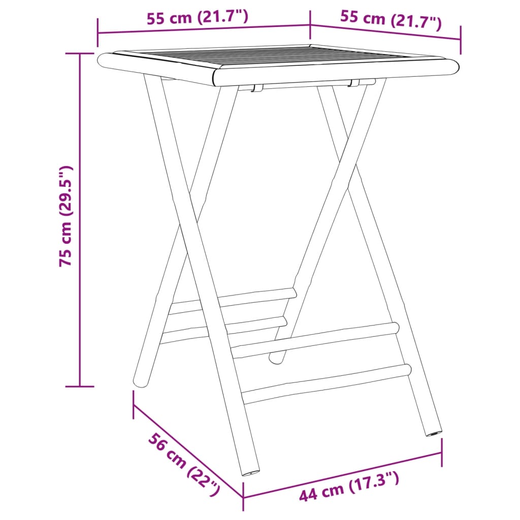 Tuintafel inklapbaar 55x55x75 cm bamboe - AllerleiShop